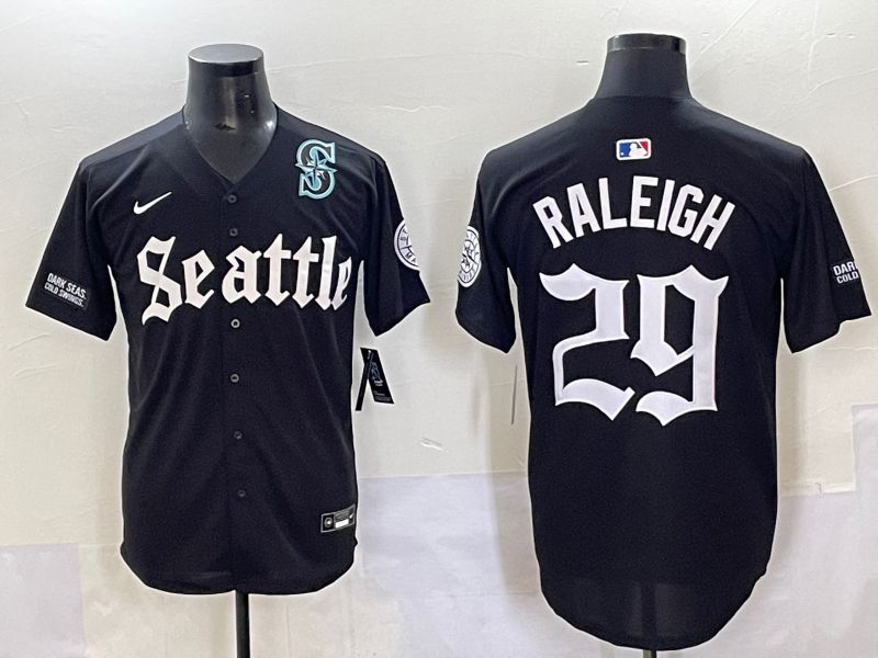 Men 2025 Seattle Mariners 29 Raleigh Black Five generations Joint Name Nike MLB Jersey style 62349